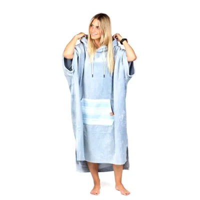 Poncho High End - 100% Coton - Bleached Blue
